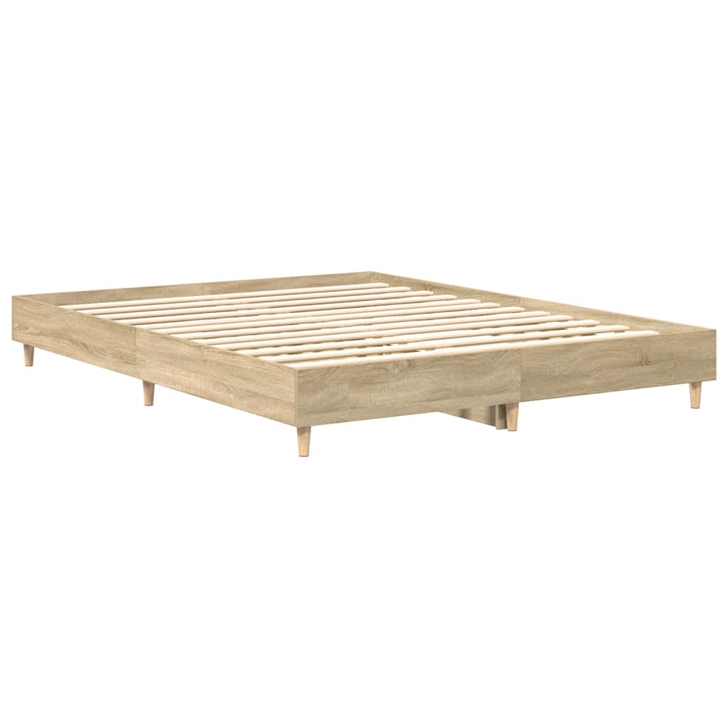 Sonoma Oak Bed Frame 140x200 cm - Engineered Wood, No Mattress