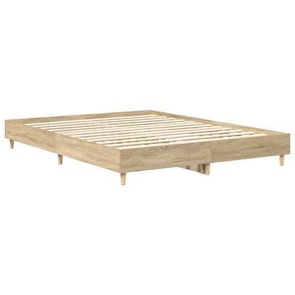 Sonoma Oak Bed Frame 140x200 cm - Engineered Wood, No Mattress