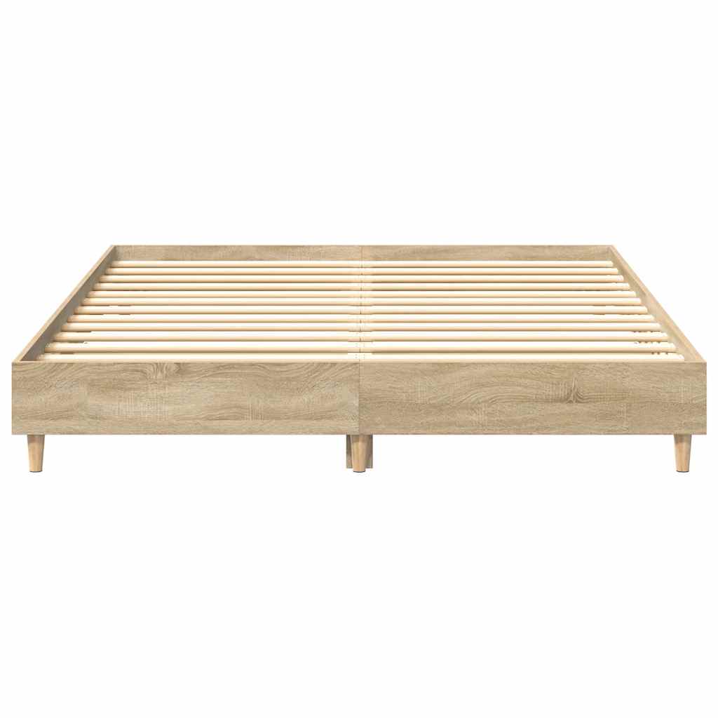 Sonoma Oak Bed Frame 140x200 cm - Engineered Wood, No Mattress