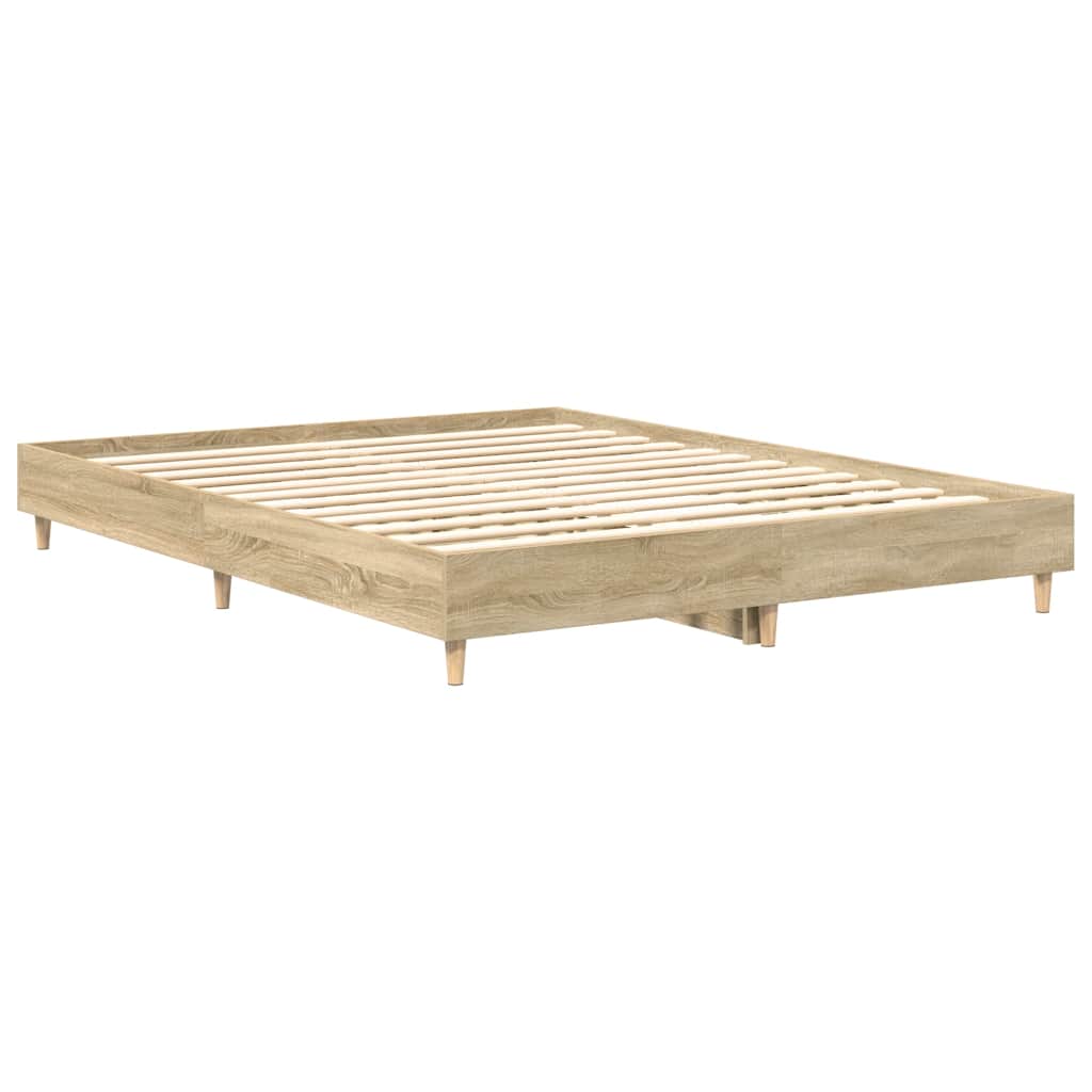 Sonoma Oak Bed Frame 140x200 cm - Engineered Wood, No Mattress