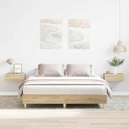 Sonoma Oak Bed Frame 140x200 cm - Engineered Wood, No Mattress