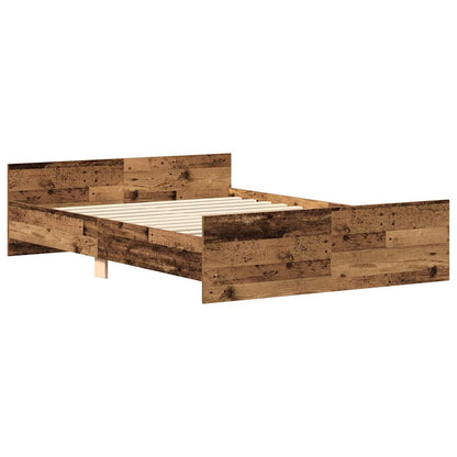 Rustic Brown 140x200cm Engineered Wood Bed Frame (No Mattress)