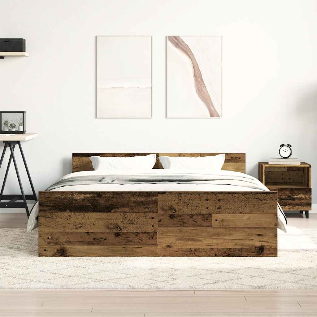 Rustic Engineered Wood Bed Frame 150x200cm (No Mattress)