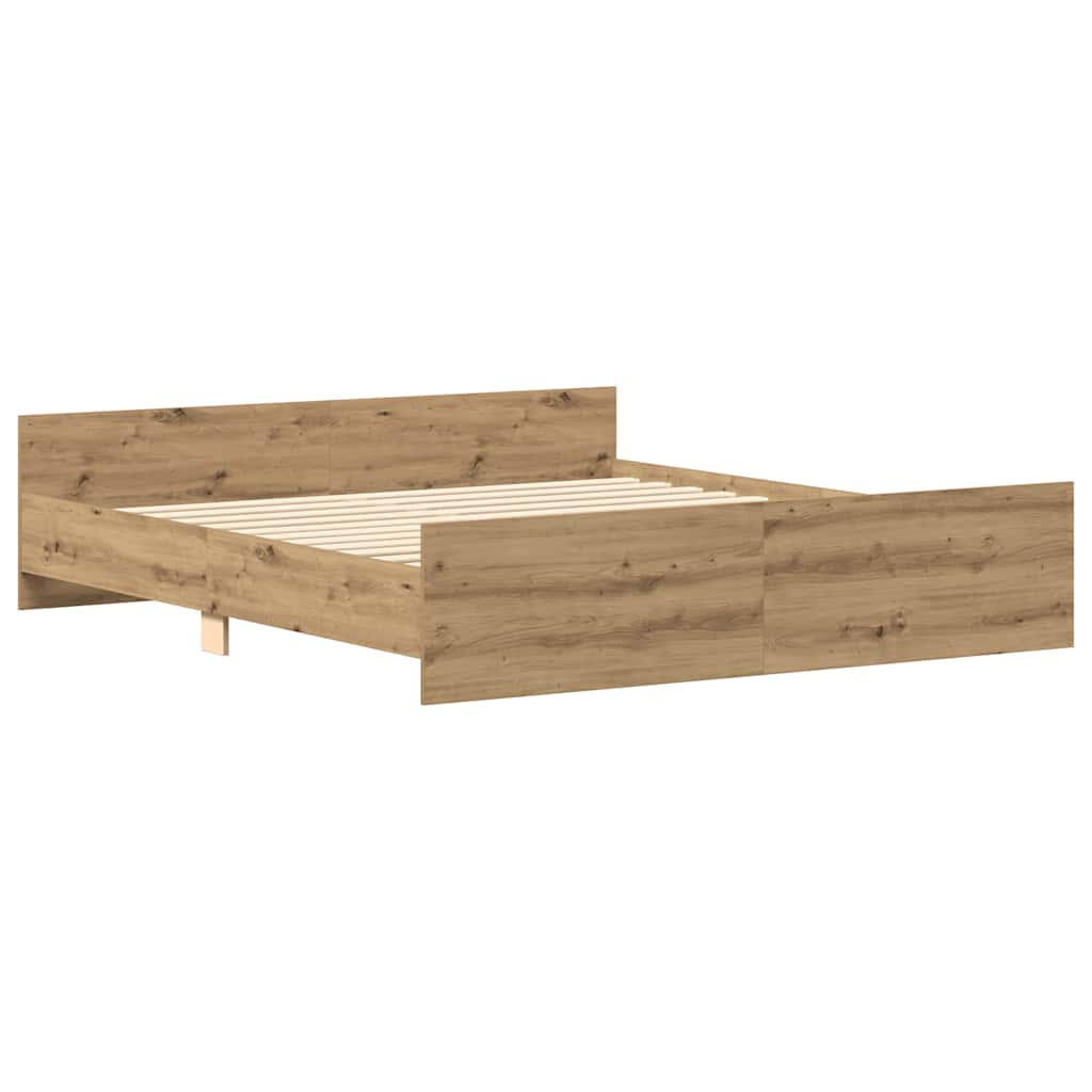 Artisan Oak Bed Frame 160x200cm - Engineered Wood, No Mattress