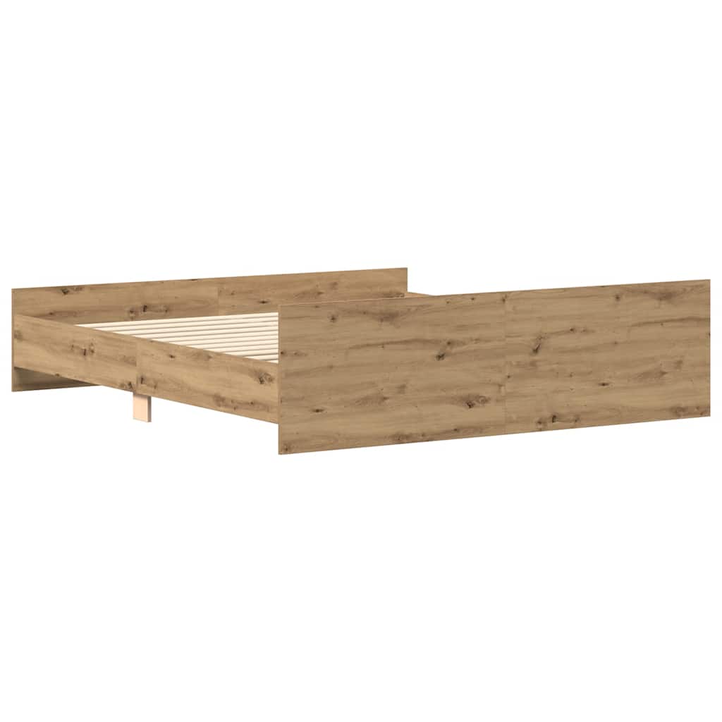 Artisan Oak Bed Frame 160x200cm - Engineered Wood, No Mattress