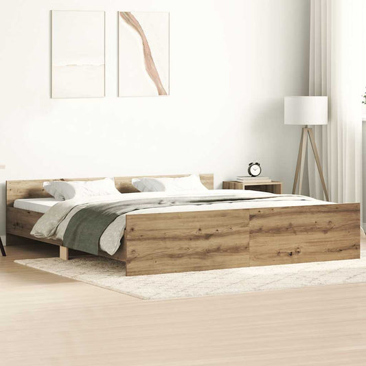Artisan Oak Bed Frame 160x200cm - Engineered Wood, No Mattress