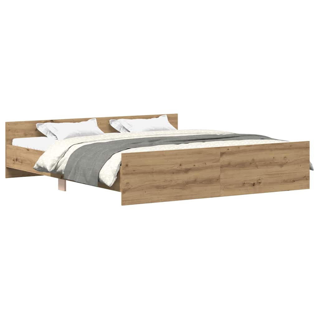 Artisan Oak Bed Frame 180x200cm - Engineered Wood Elegance