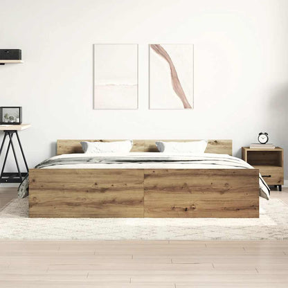 Artisan Oak Bed Frame 180x200cm - Engineered Wood Elegance