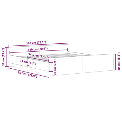 Artisan Oak Bed Frame 180x200cm - Engineered Wood Elegance