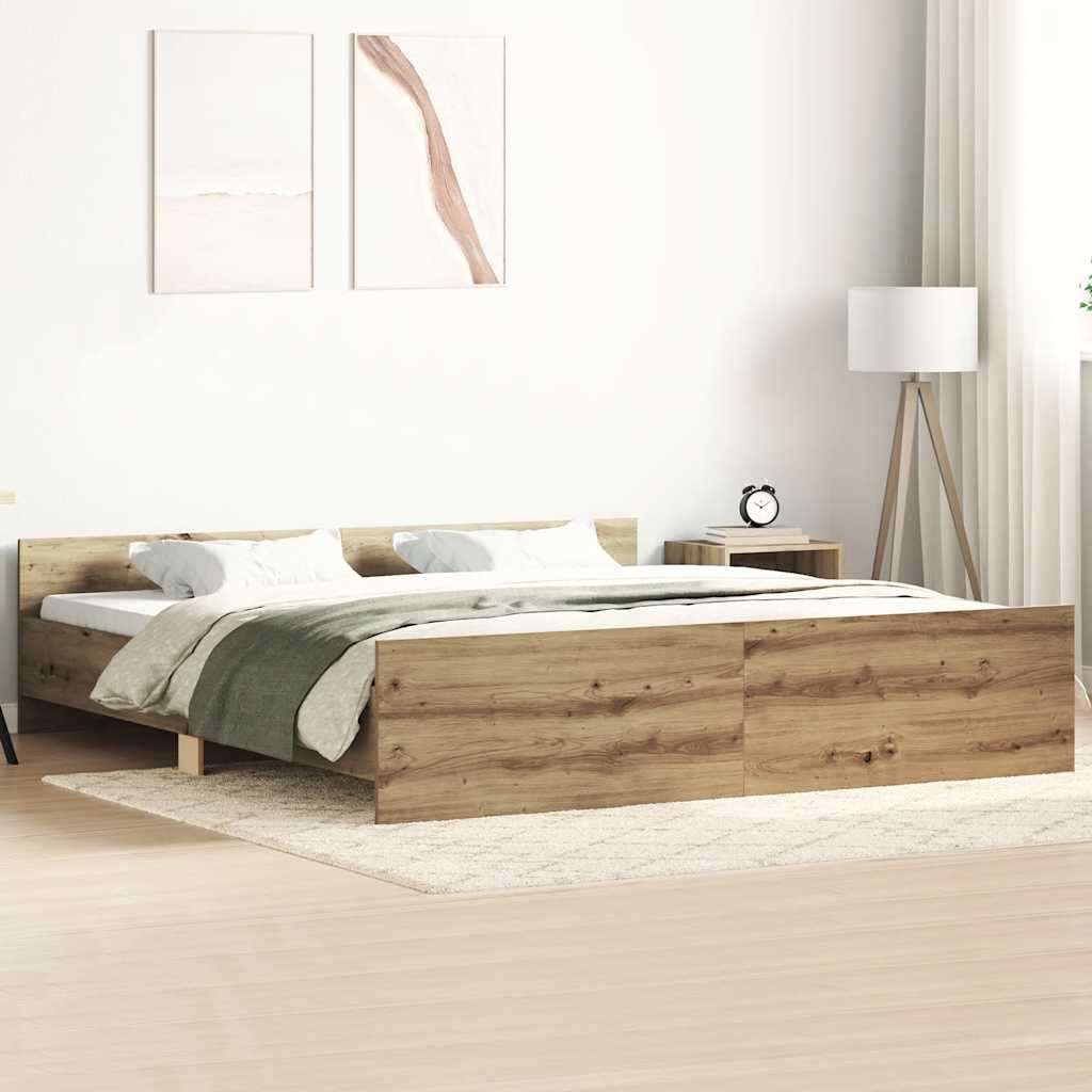 Artisan Oak Bed Frame 180x200cm - Engineered Wood Elegance