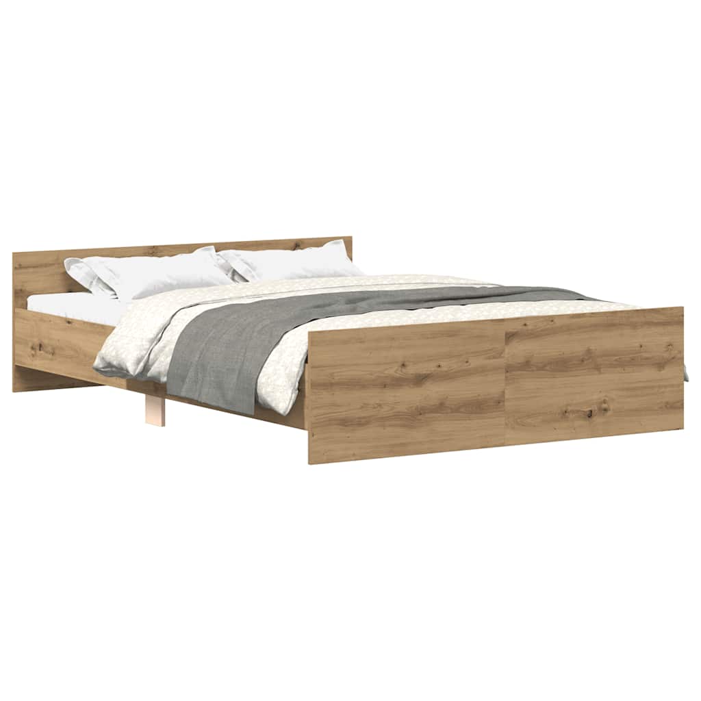 Artisan Oak Bed Frame 120x190cm - Engineered Wood, No Mattress