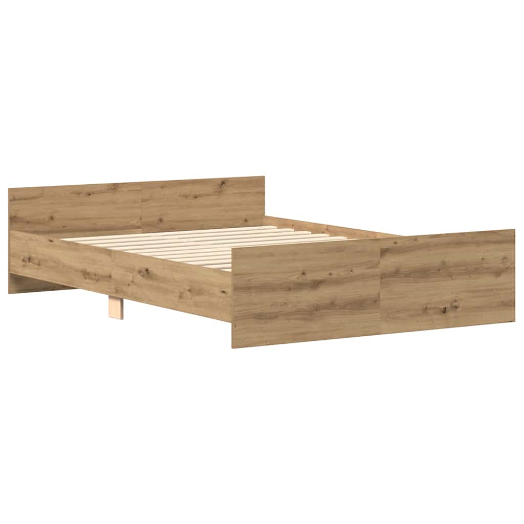 Artisan Oak Bed Frame 120x190cm - Engineered Wood, No Mattress