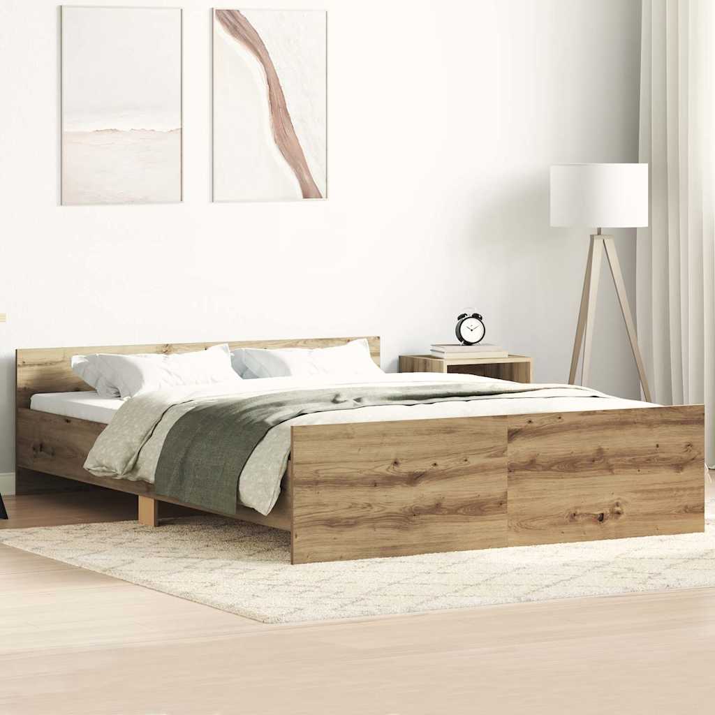 Artisan Oak Bed Frame 120x190cm - Engineered Wood, No Mattress