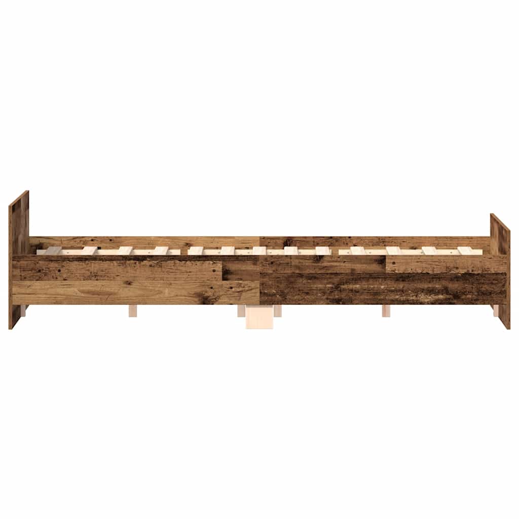 Rustic Engineered Wood Bed Frame 140x190cm - No Mattress Included