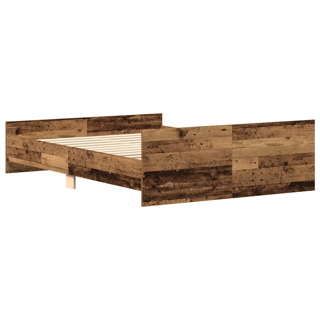 Rustic Engineered Wood Bed Frame 140x190cm - No Mattress Included