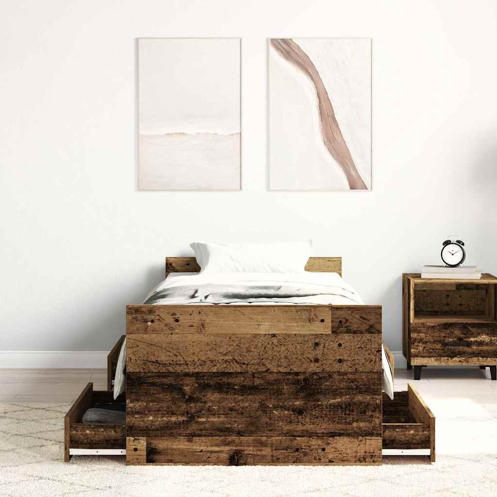 Vintage Engineered Wood Bed Frame 100x200cm No Mattress