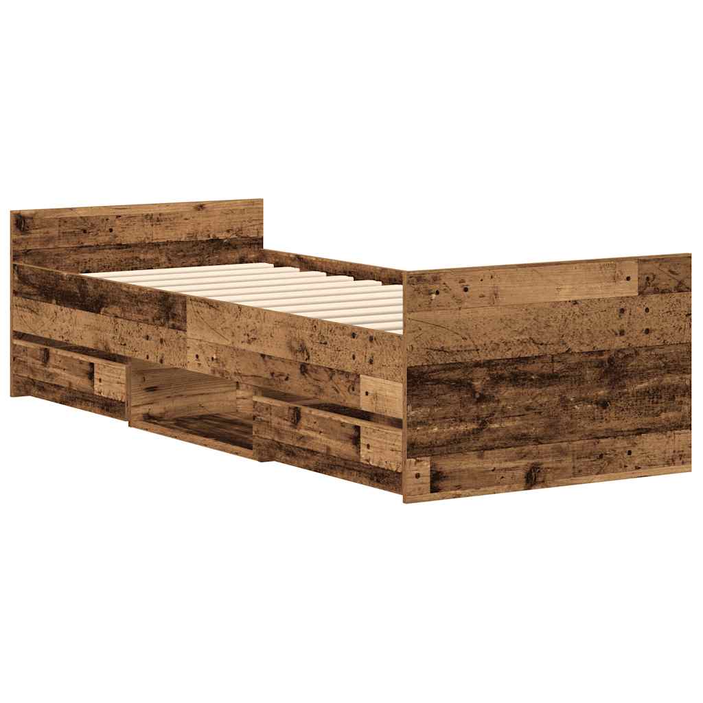 Vintage Engineered Wood Bed Frame 100x200cm No Mattress