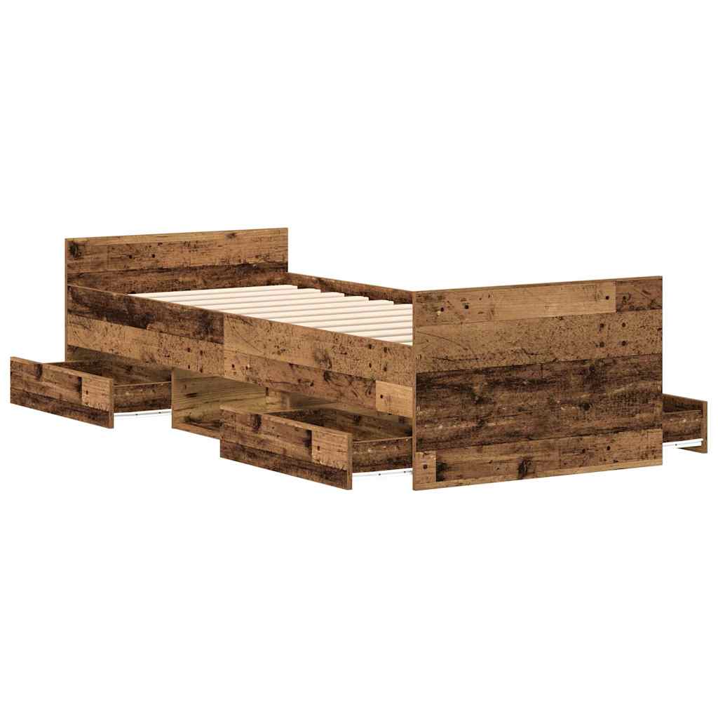 Rustic Engineered Wood Bed Frame 90x200cm - No Mattress Included