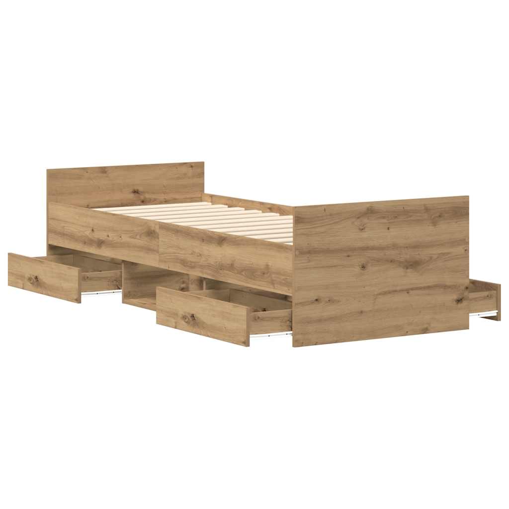 Artisan Oak Engineered Wood Bed Frame 90x200cm (No Mattress)