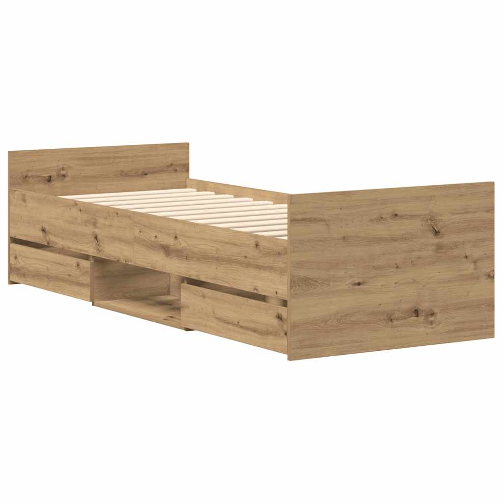 Artisan Oak Engineered Wood Bed Frame 90x200cm (No Mattress)