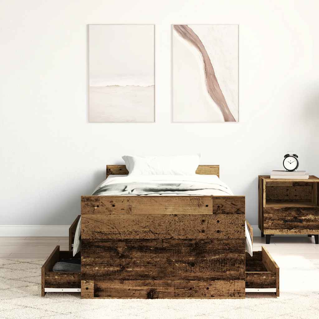Vintage-style Single Bed Frame, Engineered Wood, 90x190 cm
