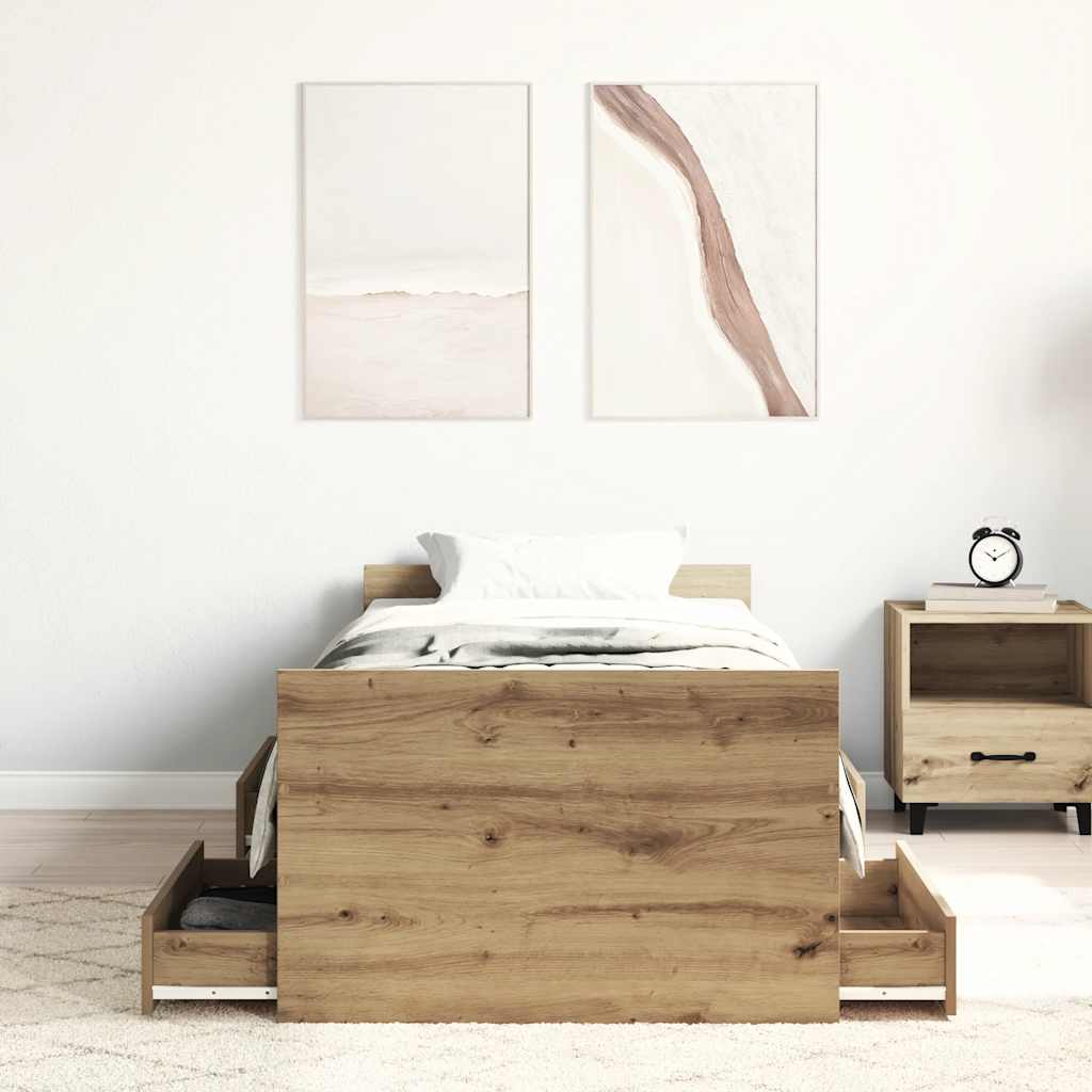 Artisan Oak Engineered Wood Bed Frame 90x190 cm - Single