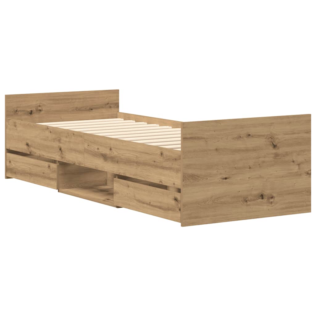 Artisan Oak Engineered Wood Bed Frame 90x190 cm - Single
