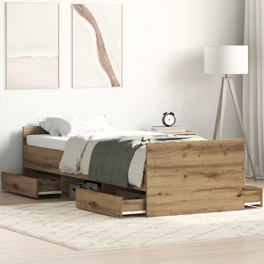 Artisan Oak Engineered Wood Bed Frame 90x190 cm - Single