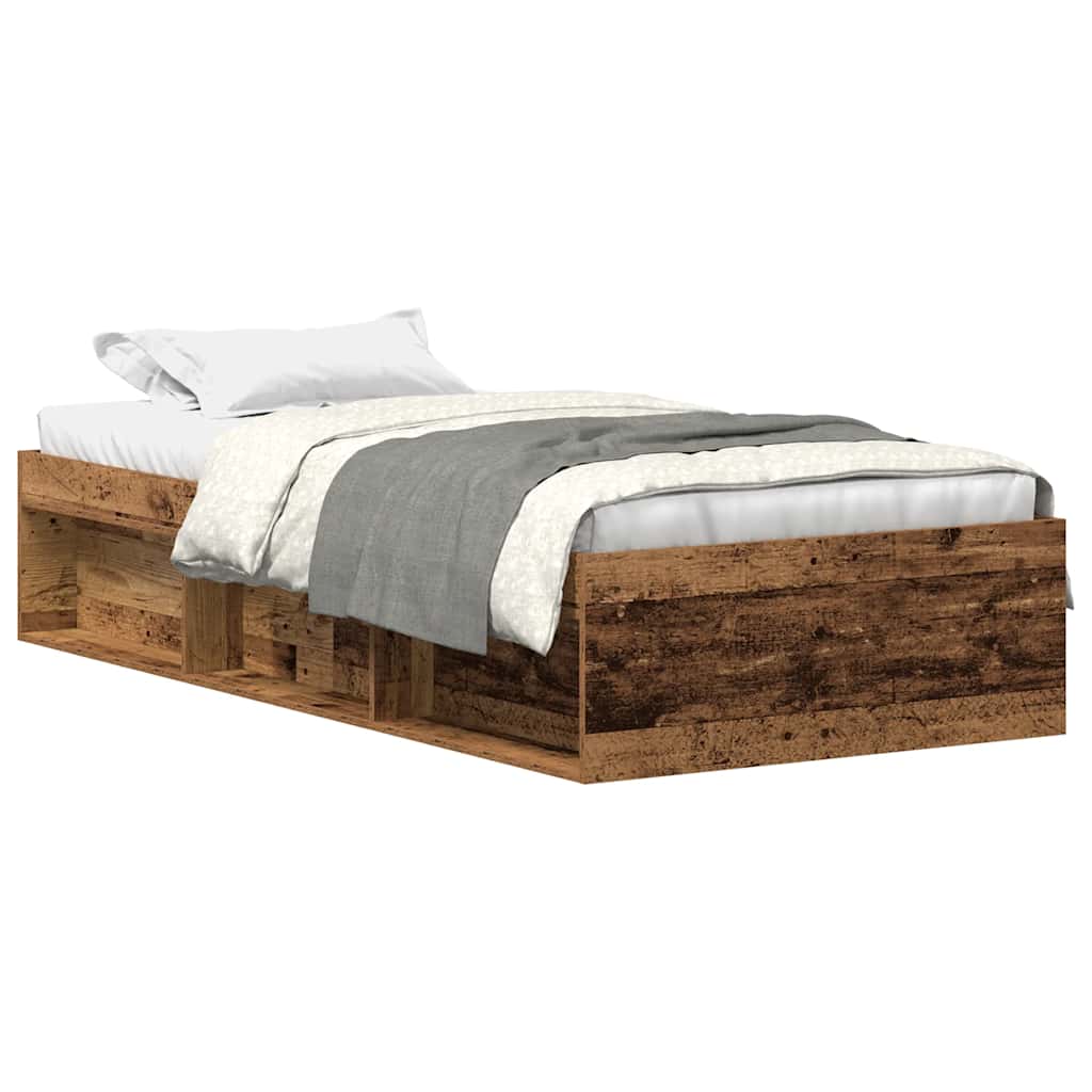 Rustic Engineered Wood Bed Frame 100x200cm - No Mattress
