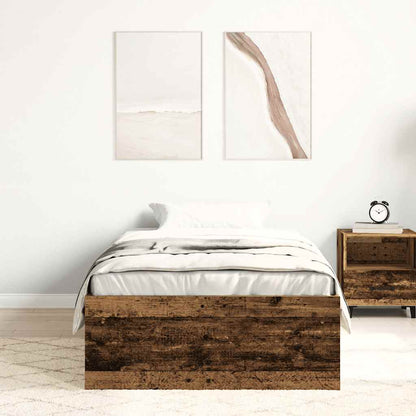 Rustic Engineered Wood Bed Frame 100x200cm - No Mattress
