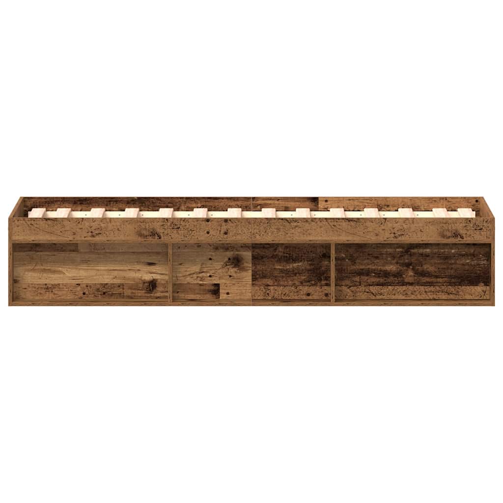 Rustic Engineered Wood Bed Frame 100x200cm - No Mattress