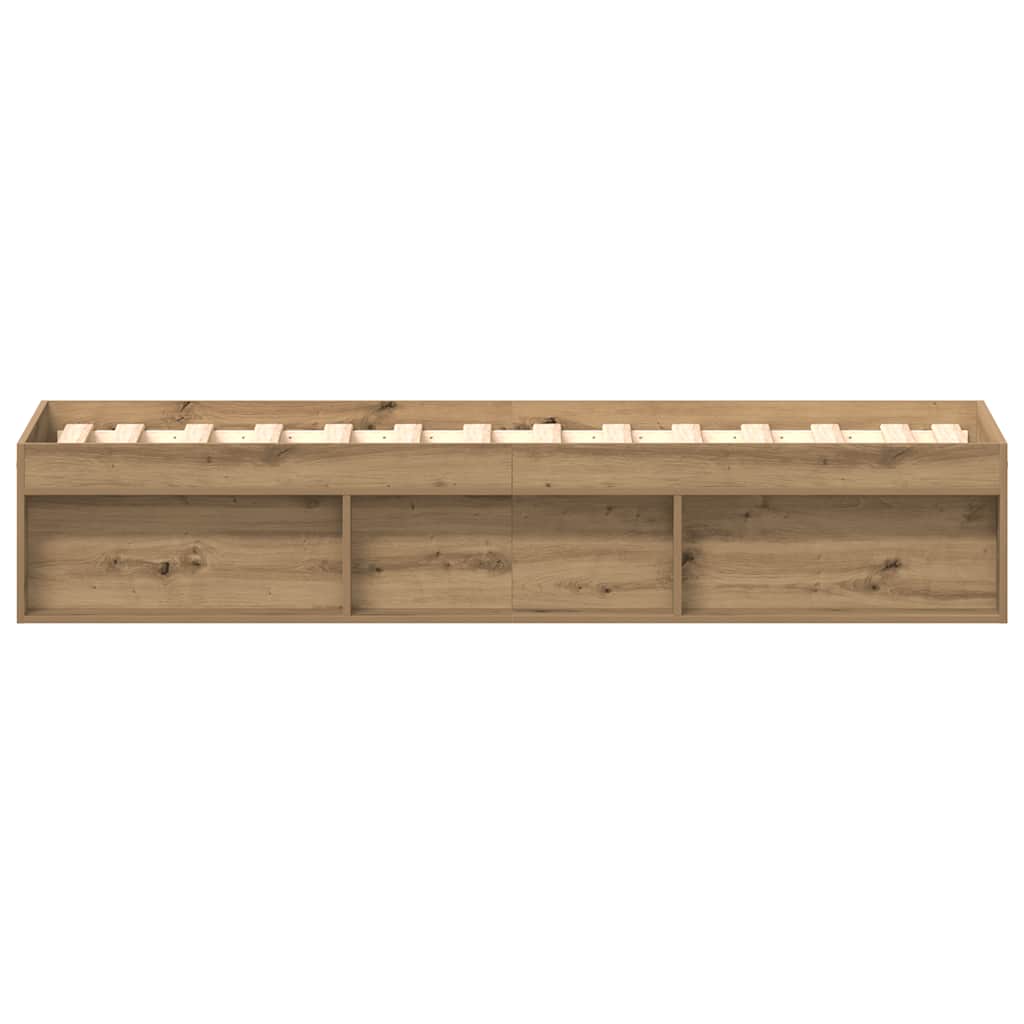 Artisan Oak Bed Frame 100x200cm - Engineered Wood, No Mattress