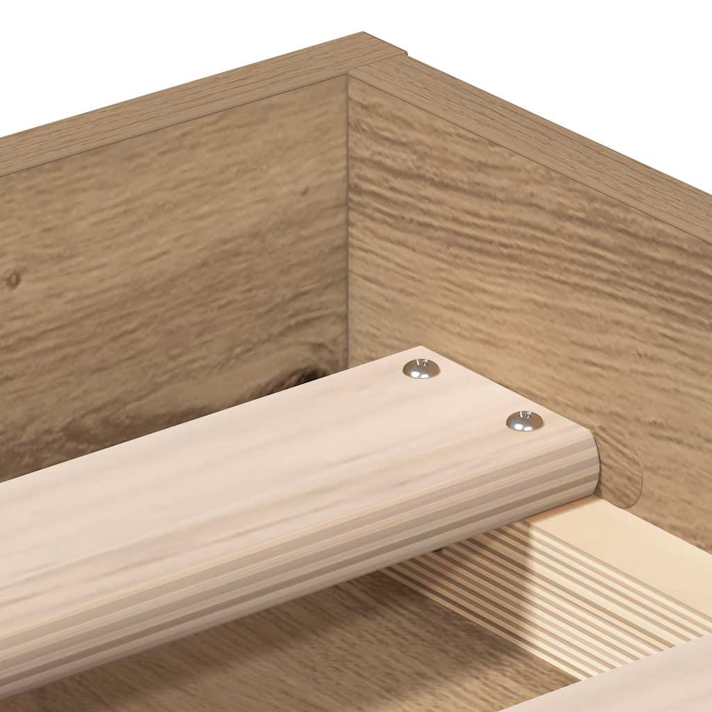 Artisan Oak Bed Frame 100x200cm - Engineered Wood, No Mattress