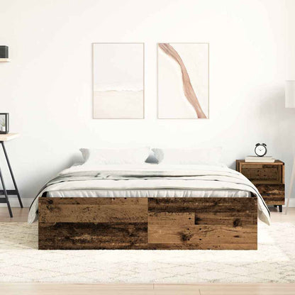 Rustic Engineered Wood Bed Frame 140x200cm - No Mattress Included