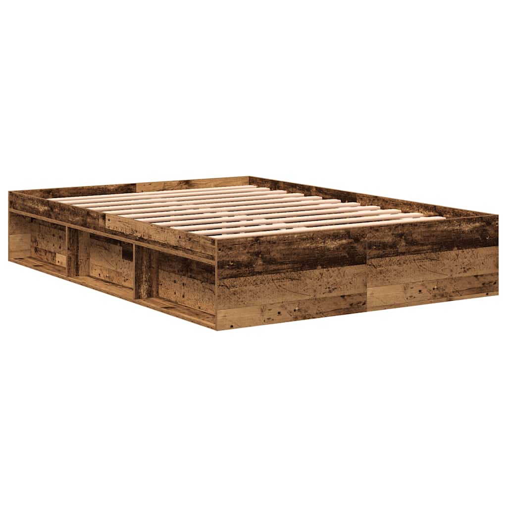 Rustic Engineered Wood Bed Frame 140x200cm - No Mattress Included