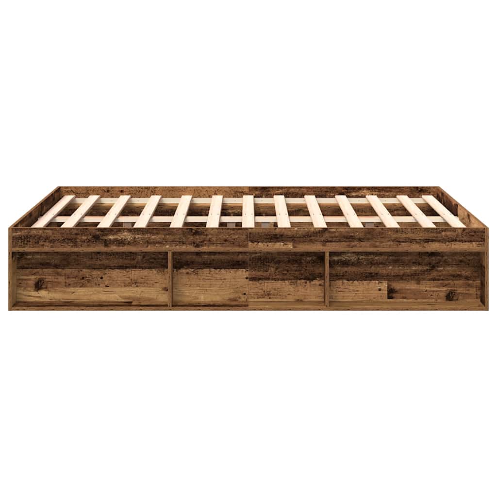 Rustic Small Double Bed Frame 120x190cm - Engineered Wood Finish