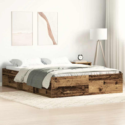 Rustic Small Double Bed Frame 120x190cm - Engineered Wood Finish