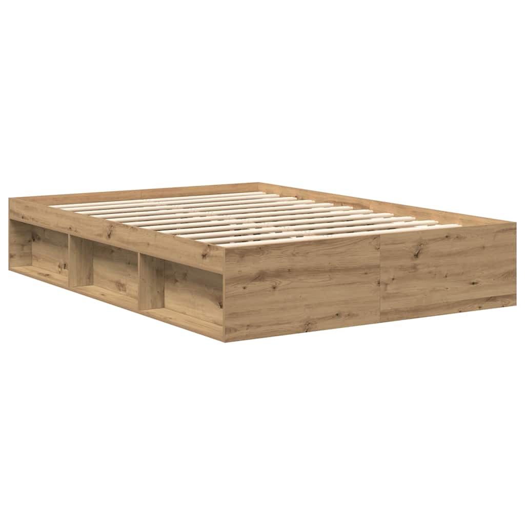 Artisan Oak 140x190cm Bed Frame - Engineered Wood, No Mattress