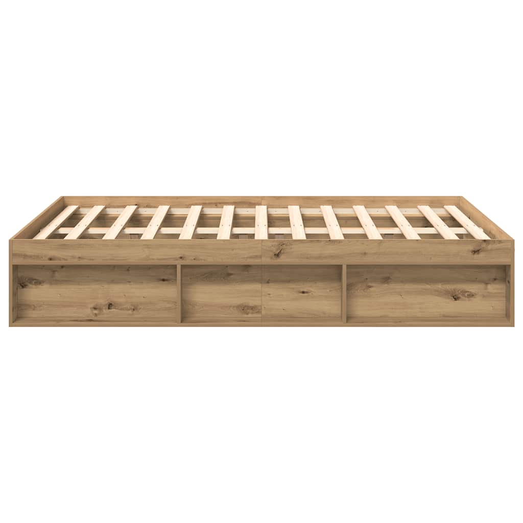 Artisan Oak 140x190cm Bed Frame - Engineered Wood, No Mattress