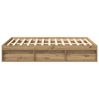 Artisan Oak 140x190cm Bed Frame - Engineered Wood, No Mattress