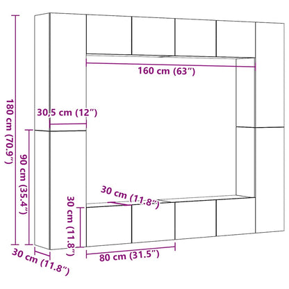 Wall Mounted TV cabinets 8 pcs Artisan Oak Engineered Wood