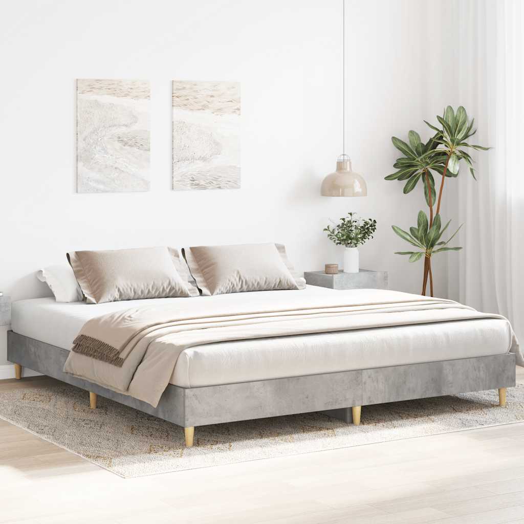 Concrete Grey Engineered Wood Bed Frame 180x200cm - No Mattress