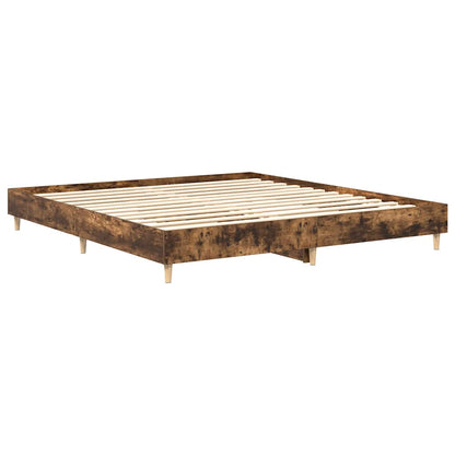 Smoked Oak Bed Frame 180x200cm - Engineered Wood, No Mattress