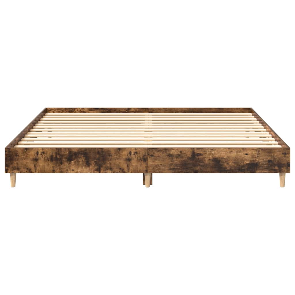 Smoked Oak Bed Frame 180x200cm - Engineered Wood, No Mattress