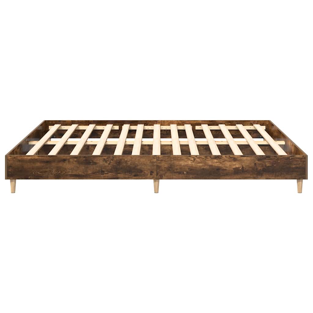 Smoked Oak Bed Frame 180x200cm - Engineered Wood, No Mattress