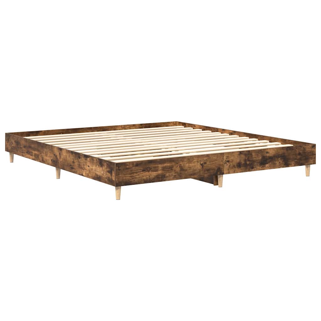 Smoked Oak Bed Frame 180x200cm - Engineered Wood, No Mattress