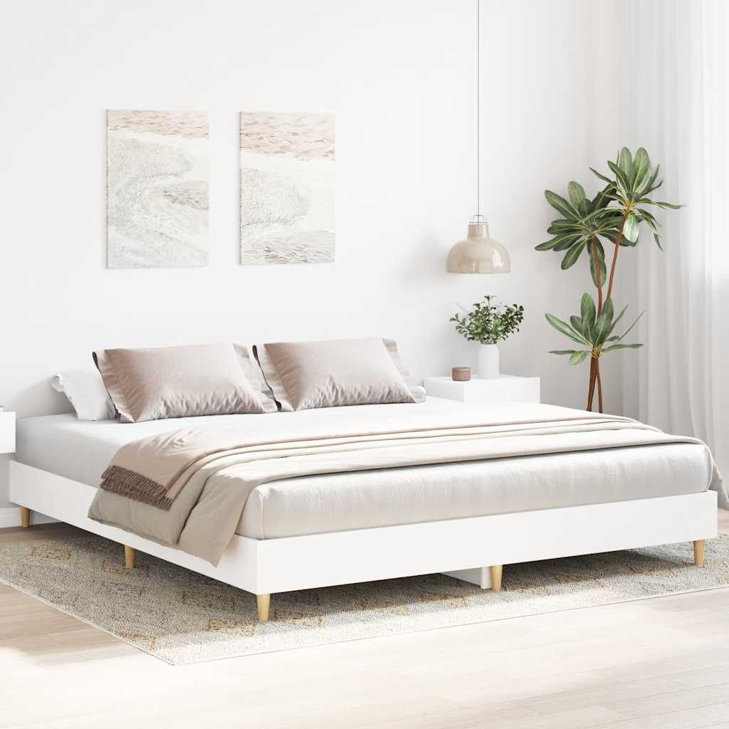 White Engineered Wood Bed Frame 160x200cm (No Mattress)