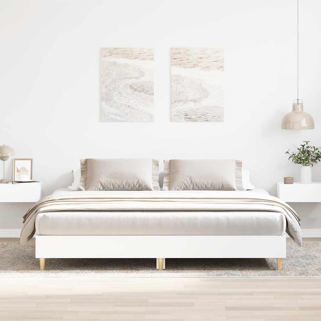 White Engineered Wood Bed Frame 160x200cm (No Mattress)