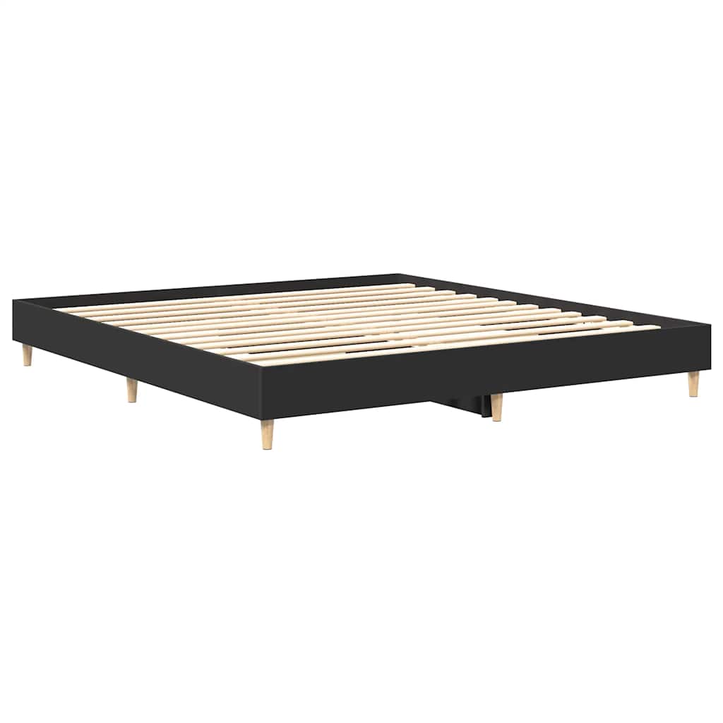 Modern Black Engineered Wood Bed Frame 160x200cm - No Mattress