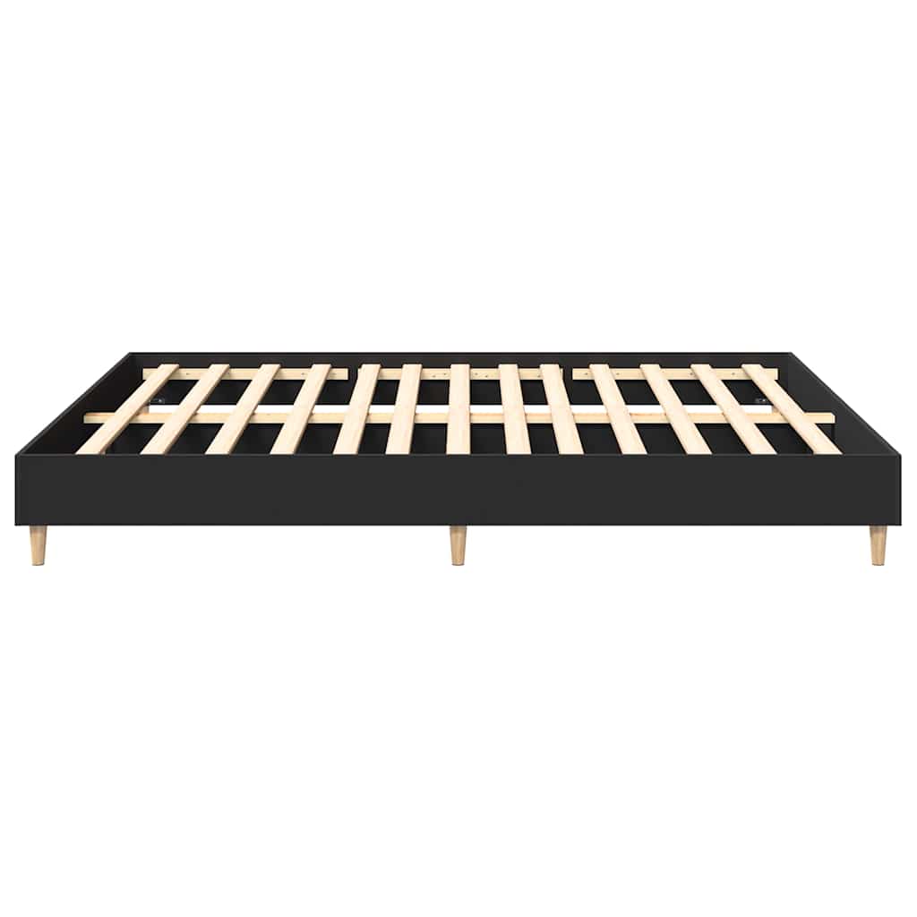 Modern Black Engineered Wood Bed Frame 160x200cm - No Mattress